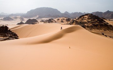песок, пустыня, человек, дюны