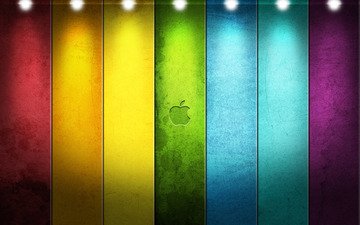 разноцветные, краски, цвет, радуга, доски, логотип, эппл