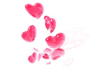 сердце, минимализм, любовь, романтика, розовый, белый фон, сердечки