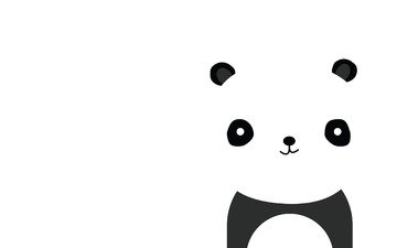 улыбка, панда, черный, белый, минимализм