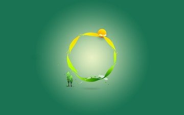 зелёный, минимализм, круг