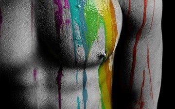 краски, брызги, краска, тело, торс, мускулы, мышцы, накаченный, мужская грудь