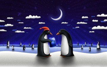 луна, пара, пингвин