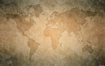 карта, карта мира, пергамент, континеты