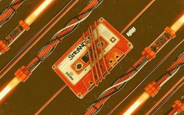 провода, оранжевый, касета, аудио