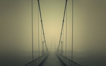 дорога, туман, мост