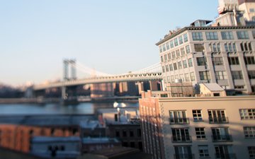 нью-йорк, tilt-shift, бруклинский мост