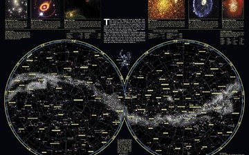 карта, наука, созвездий, небосвода