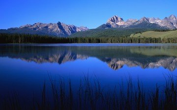 озеро, природа, синий, гора, на природе