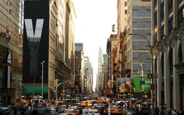 город, небоскребы, мегаполис, улица, сша, нью-йорк, здания, такси