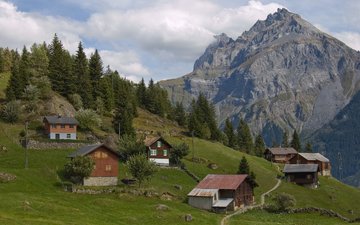 горы, деревня, швейцария
