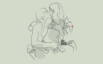 рисунок, j3concepts, любовь, пара, секс, поцелуй, color method