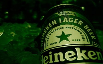 зелёный, бутылка, пиво, heineken