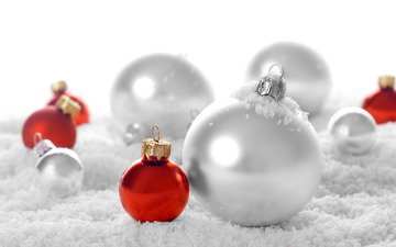 снег, новый год, шары, зима, настроение, новогодние обои, праздники, праздничные обои, рождество, рождественские обои