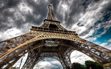 облака, париж, франция, эйфелева башня, ооо