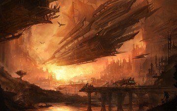 рисунок, корабль, будущее, alex ruiz - airships