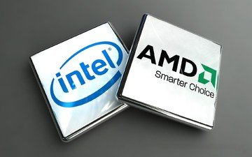 логотип, amd, интел