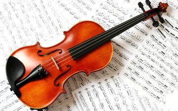 ноты, скрипка, струны, классика, музыкальный инструмент