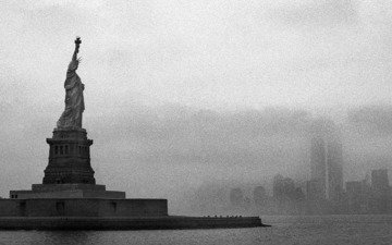 черно-белая, статуя свободы, шум, остров свободы, statue of liberty