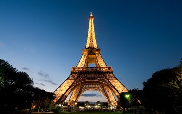 вечер, париж, франция, эйфелева башня