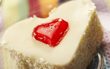 сладости, сердце, любовь, десерт, тортик, крем