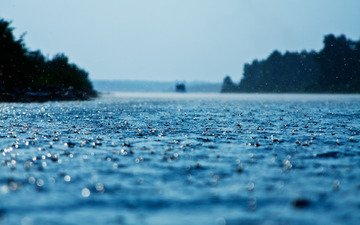 вода, капли, дождь, поверхность, осадки