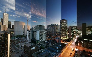 небоскребы, здания, канада, торонто, сутки, kanada