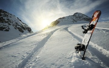 горы, снег, зима, склон, вершины, сноуборд, спорт