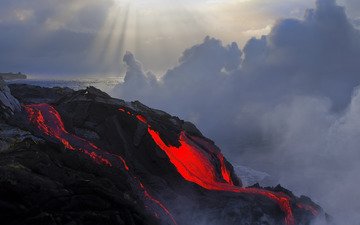 облака, природа, цвет, извержение, лава, температура, магма, вулкан, вершина