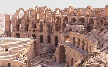 руины, достопримечательность, амфитеатр, эль-джем, тунис