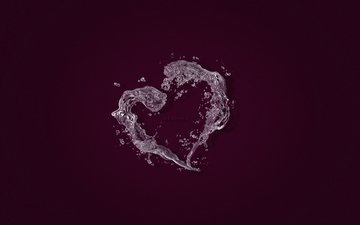 вода, фиолетовый, сердце, любовь, черный фон, влюбленная, сердечка, в форме сердца