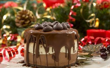 крем для торта, шоколад, торт, десерт, новогодний, пироженое, слои