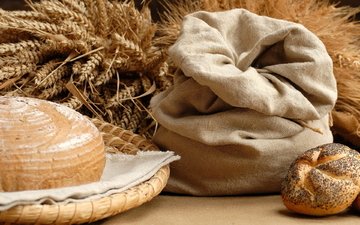 мешок, колосья, пшеница, хлеб, булка, булочка, с маком