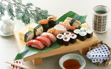 еда, сыр, рыба, икра, рис, суши