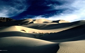 небо, облака, горы, линии, песок, пустыня, тени, дюны