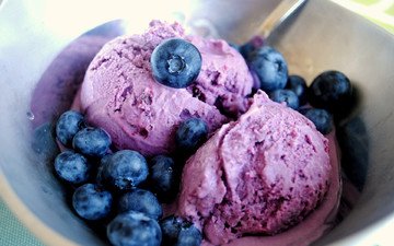 мороженое, ягоды, черника, сладкое, десерт, голубика, мороженое с черникой
