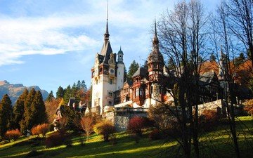 замок, осень, здание, румыния, просто красиво