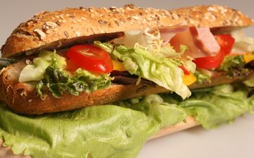 зелень, листья, бутерброд, овощи, большой, сандвич, салата, ветчина