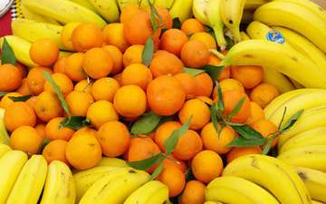 фрукты, апельсины, бананы