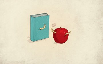 яблоко, книга, червячки