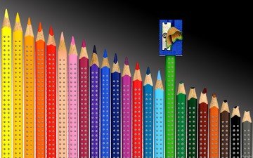 разноцветные, карандаши, цветные, канцелярия, точилка