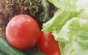 зелень, овощи, помидоры, салат, огурцы