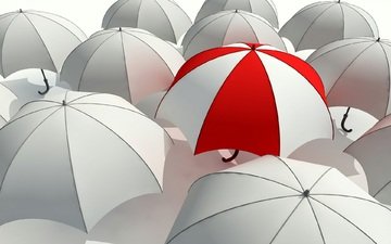 серость, красный, белый, серый, зонт, зонты, зонтики, отличие, не такой как все, выделяться из толпы
