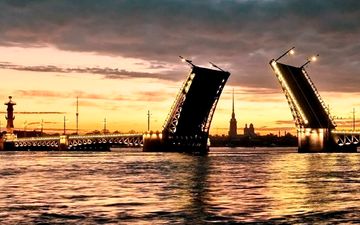 россия, санкт-петербург, дворцовый мост, разводной мост