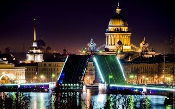 россия, санкт-петербург, исаакиевский собор, разводной мост