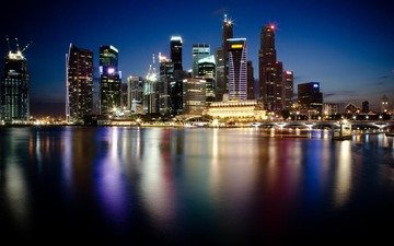 singapur nochnoj gorod megapolis neboskreby o