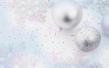 новый год, шары, снежинки, елочные игрушки, серебряный, новогодние игрушки, новогодний шар