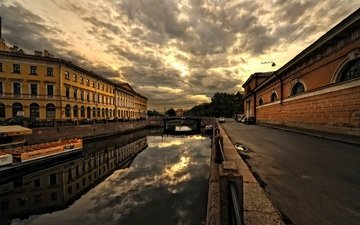 небо, канал, россия, санкт-петербург, северная столица