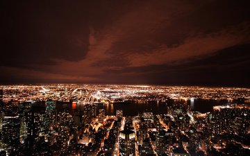 панорама, вид сверху, америка, небоскребы, сша, нью-йорк
