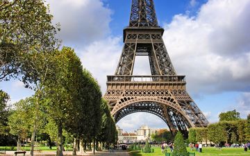 париж, франция, эйфелева башня, марсово поле